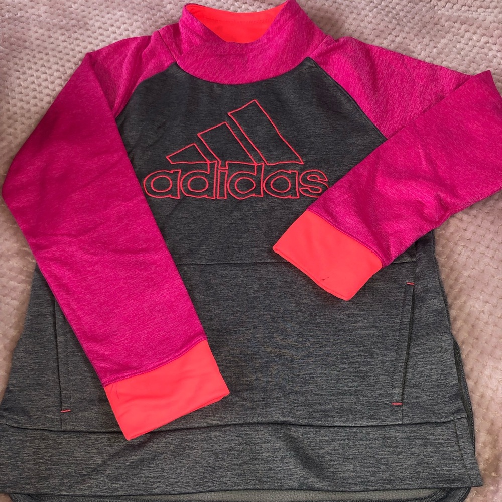 ADIDAS, sweatshirt with cute neck design.